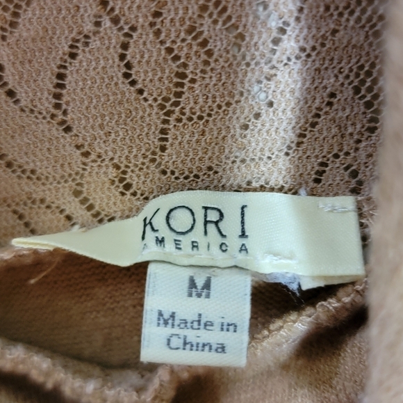 Kori | Tan Cowl Neck Sweater with Lace Upper Size Medium - Picture 3 of 4